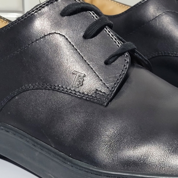 Mens Black Laceup Oxford Comfort Shoe Rubber Pebble Thick Sole main image 8